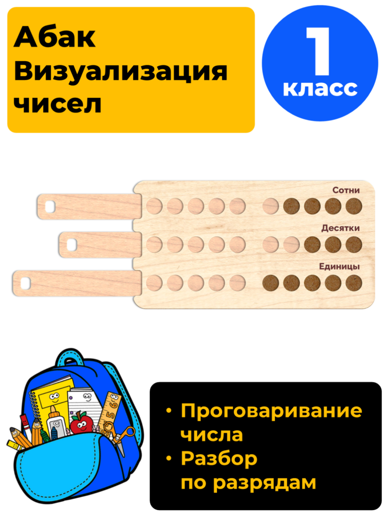 Счёты для изучения разрядов для первоклассника (абак, абакус)
